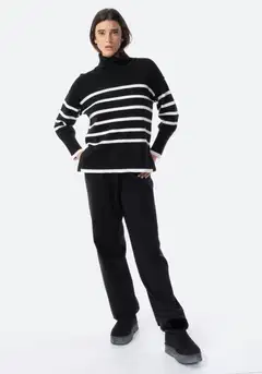 TEX naisten pooloneule I291411 - BLACK 1 - 2