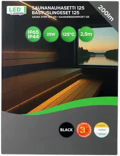 Led Energie Saunanauhasetti 125 musta 2,5m 2700K 10W/m IP44/IP65  200lm himmennettävä - 2