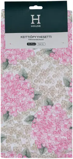 House keittiöpyyhe Hydrangea 50 x 70 cm pinkki 2 kpl - 4
