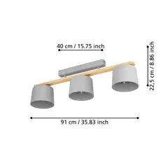 EGLO Kattovalaisin Mariel 3x40W 91x19cm puu/vaaleanharmaa - 3