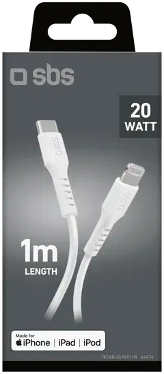 SBS latauskaapeli Usb-C To Lightning 1 M valkoinen - 2