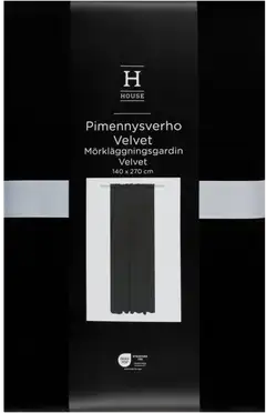 House pimennysverho Velvet 140x270 cm musta - 1