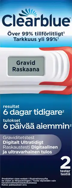 Clearblue Digitaalinen Ultravarhainen 2kpl raskaustesti - 1