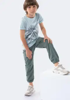 TEX BASIC lasten t-paita dino I276704 - TURQUOISE LIGHT - 4