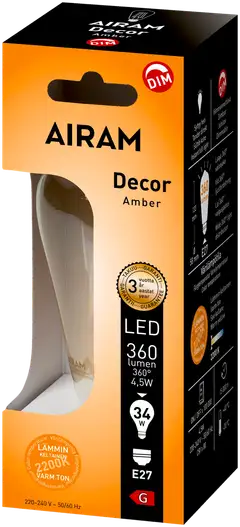 Airam LED AMBER antiikki Edison 5W 380lm 2200K E27 kirkas himmennettävä - 2