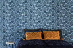 Sandudd Signature kuitutapetti Unelma 5452-7 10,05 x 0,53 m tummansiniset ja vaaleansinisiä kukkia helmiäiskimalluksella, harmaat lehdet - 3