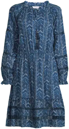 Margaux Riviera naisten lyhyt kuviollinen frillahelmainen mekko SOK-001A - BLUE - 2