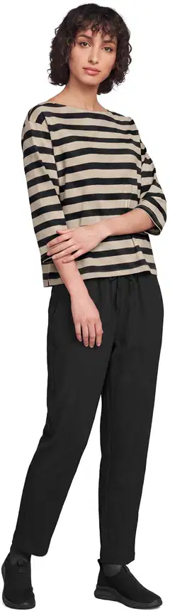 House naisten raidallinen trikoopusero venepääntiellä Rosy - Black&Taupe stripe - 3