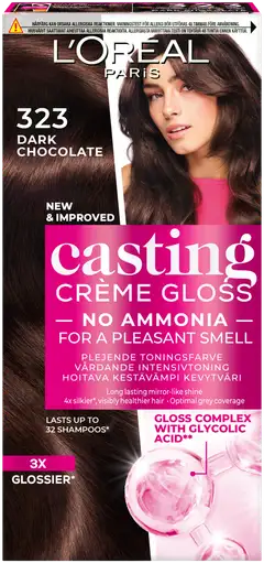 L'Oréal Paris Casting Crème Gloss 323 Dark Chocolate Tummanruskea Helmiäinen kevytväri 1kpl - 1