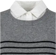 TEX naisten raidallinen kauluspaita-neule I997034 - GREY CHINE - 2