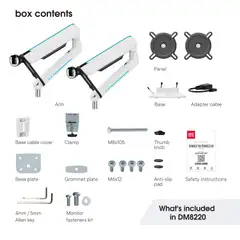 One For All DM8220 RGB Monitorivarsi kahdelle näytölle, valkoinen - 13