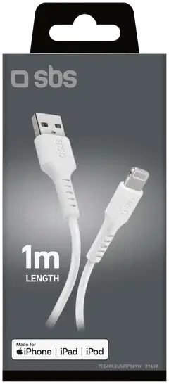 SBS latauskaapeli Usb-A To Lightning 1 M valkoinen - 2