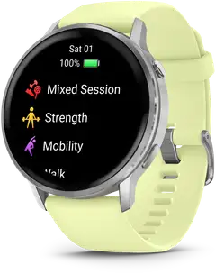 Garmin Venu 4 – 45 mm, Hopeanvärinen ja sitruunankeltainen silikonihihna - 2