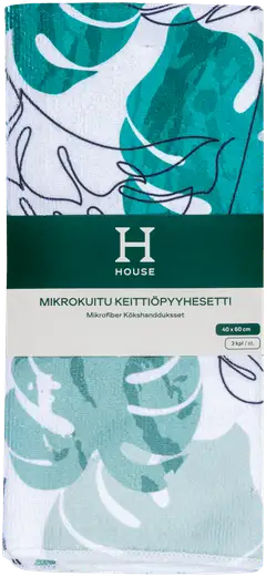 House keittiöpyyhe mikrokuitu 40x60cm 3 kpl valkoinen/vihreä/musta - 2
