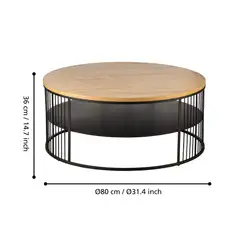 EGLO kahvipöytä Tozawa Ø80 cm musta/ruskea - 2