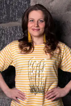 Pikkupuoti naisten t-paita Suovilla - kelta/valko - 2