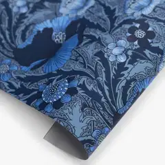 Sandudd Signature kuitutapetti Unelma 5452-7 10,05 x 0,53 m tummansiniset ja vaaleansinisiä kukkia helmiäiskimalluksella, harmaat lehdet - 2