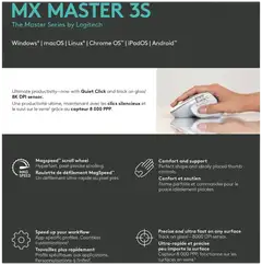 LOGITECH MX Master 3S Performance Wireless Mouse - PALE GREY - 10
