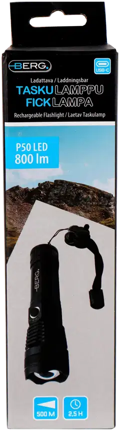 Berg taskulamppu ladattava P50 LED 800lm Hybridi, alumiini, focus - 4