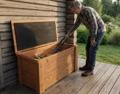 Piha-arkku, luonnon ruskea 57x61x130cm - 4