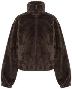 WKLY, naisten pile-karvajakku vetoketjulla 220W312666 - Brown - 1