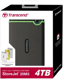 Transcend ulkoinen kolhusuojattu kovalevy 4TB USB - 3