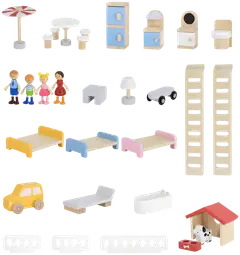 Viga Toys puinen kalustettu nukkekoti - 3