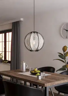 EGLO riippuvalaisin Waverton E27 40 cm musta/valkoinen - 4