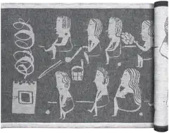 Lapuan Kankurit Naisten sauna laudeliina 46x150 cm valko-musta - 1