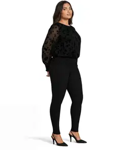 House naisten kuviolliset push-up leggingsit 222HP30624, D-mitoitus - Black - 4
