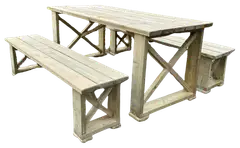 Tammiston Puu Ruska-ryhmä 170cm pöytä + 2-penkkiä, kestopuu vihreä - 2