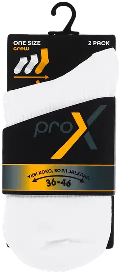 Pro-X Unisex treenisukat 2P crew - Valkoinen - 2