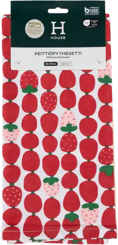 House keittiöpyyhe Mansikka 50x70cm punainen 2-pack PatternLab - 2