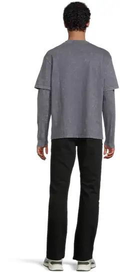 WKLY. miesten trikoopaita double-layer 195W482502 - d.grey washed - 3