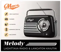 Macs radio Bluetooth kaiuttimella Melody musta - 3