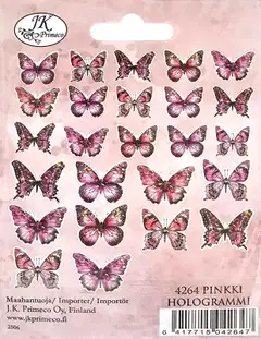 J.K. Primeco tarra Perhoset pinkki hologrammi 25kpl - 2
