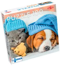 Tactic palapeli Cute Kitten and Sleepy Dog 100 palaa - 1