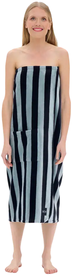 Ratia naisten kietaisupyyhe Raita velour 100x150 cm musta/harmaa - 3