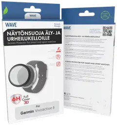 Wave 3D PMMA näytönsuoja, Garmin Vivoactive 6, Musta Kehys - 1