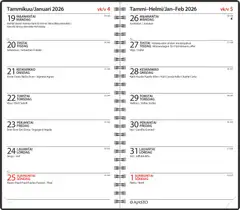 Ajasto pöytäkalenteri Viikkopäivyri/Veckod.vis. 14 Eko - 2