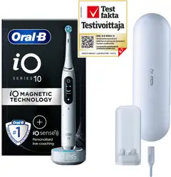 Oral-B iO 10 Stardust White -sähköhammasharja, 1 vaihtoharja, 1 lataava matkakotelo, Designed by Braun - 1