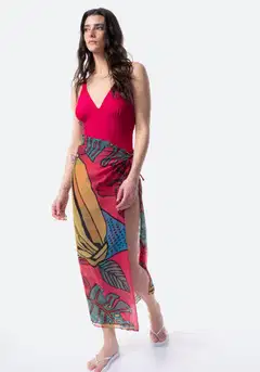 TEX naisten pareo-huivi I283861 - Fuchsia - 2