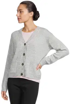House naisten neuletakki Fluffy-C - L.grey melange - 1