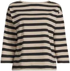House naisten raidallinen trikoopusero venepääntiellä Rosy - Black&Taupe stripe - 2