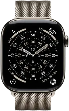 Apple Watch Series 11 GPS + Cellular 42mm luonnontitaani kotelo, lounnontitaani Milanese ranneke - MF8P4QN/A - 1