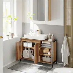 SoBuy pesuallaskaappi vaaleanruskea BZR63-L-PF - 4