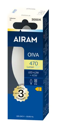 Airam LED C35 830 470lm E14 360 OIVA OP - 2