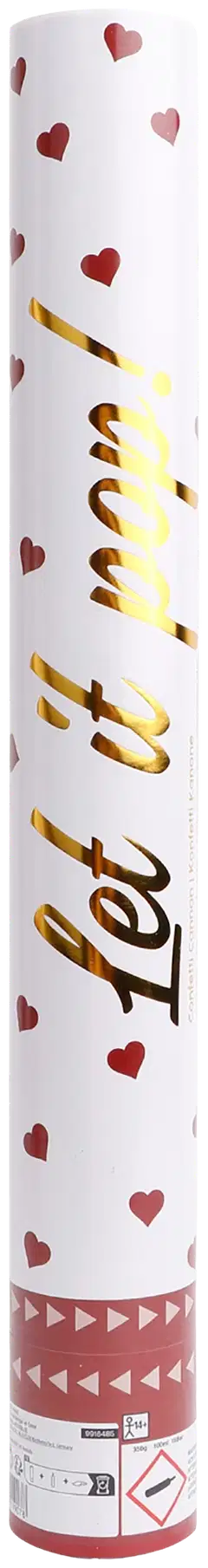 Konfettitykki sydän 40 cm, punainen - 1