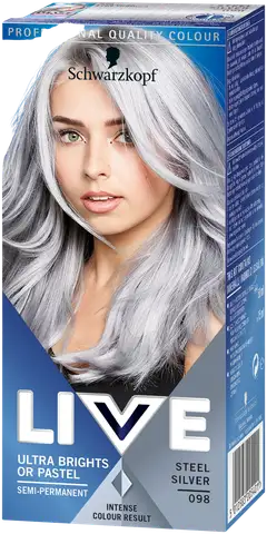 Schwarzkopf LIVE Ultra Brights  98 Steel Silver hiusväri - 1