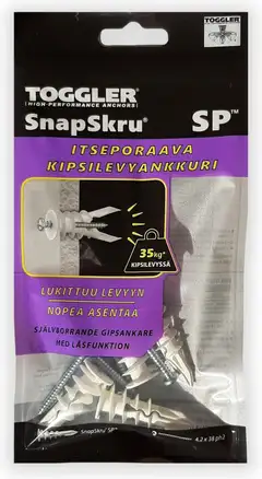 Toggler SnapSkru SP5-4 kipsilevyankkuri SP 4kpl + ruuvit - 1